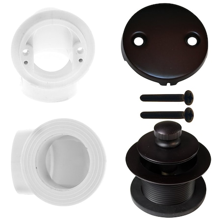 Westbrass PVC 1-1/2" Plumber's Pack Pull & Drain Bathtub Drain with Two-Hole Overflow, Oil Rubbed Bronze D572-12